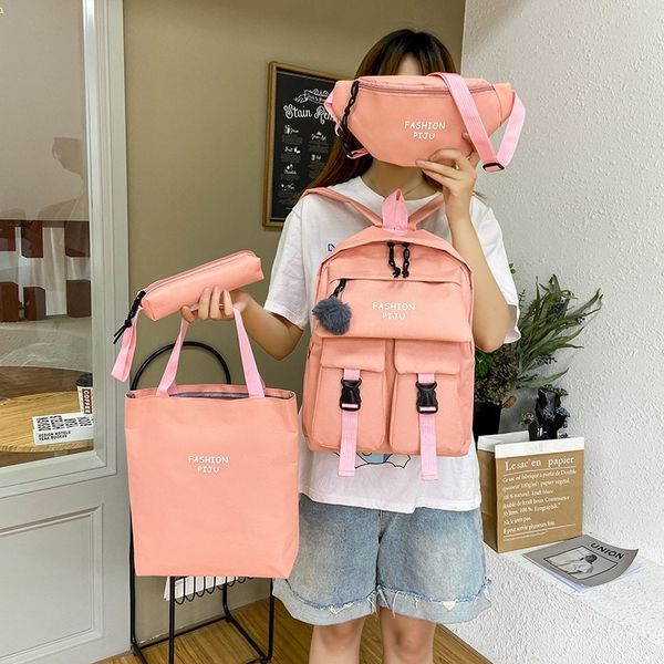 simple female backpack fashion trend backpack junior high school pupils 2021 new schoolbag four piece set
simple female backpack fashion trend backpack junior high school pupils 2021 new schoolbag four piece set