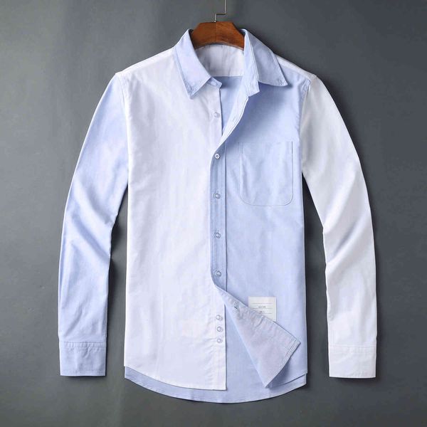 design clothing new oxford fashion white blue color contrast shirt casual cardigan for men and women, White;black
design clothing new oxford fashion white blue color contrast shirt casual cardigan for men and women, White;black