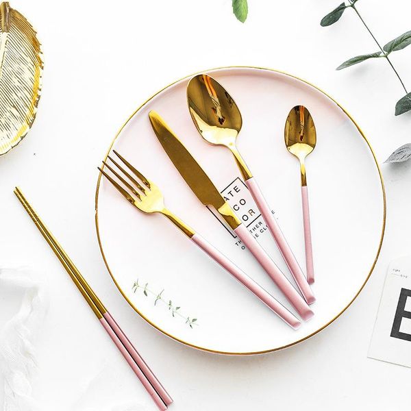 gold pink european dinnerware knife spoon fork 304 stainless steel western cutlery kitchen tableware dinner set
gold pink european dinnerware knife spoon fork 304 stainless steel western cutlery kitchen tableware dinner set