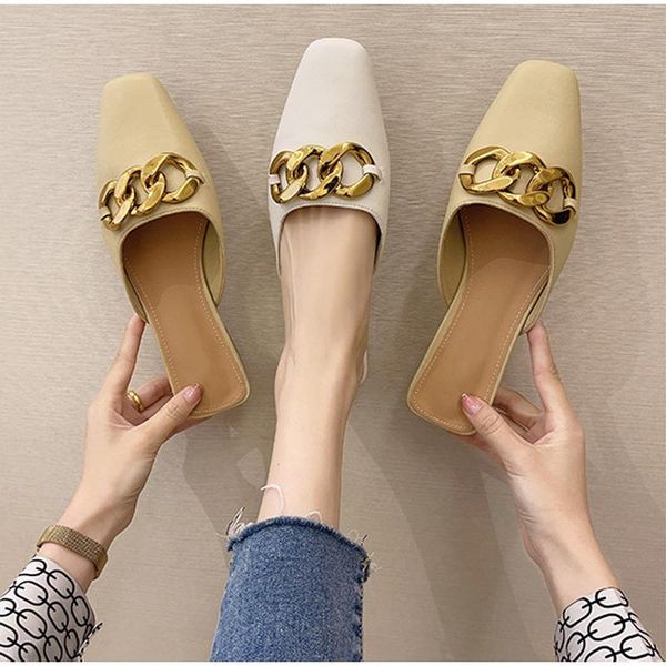 slippers akexiya 2021 fashion open toe women chain leather shoes women's outdoor flat muller female sandals, Black
slippers akexiya 2021 fashion open toe women chain leather shoes women's outdoor flat muller female sandals, Black