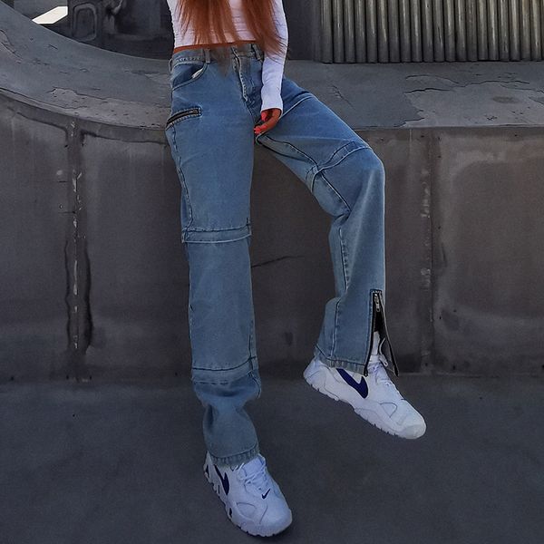 streetwear zipper jeans for women high waist straight casual wide leg denim pants female fashion new clothing 2021, Black;white
streetwear zipper jeans for women high waist straight casual wide leg denim pants female fashion new clothing 2021, Black;white