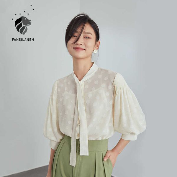 fansilanen office lady sweet lantern sleeve french half polka dot shirt women's ribbon chiffon button up 210607, White
fansilanen office lady sweet lantern sleeve french half polka dot shirt women's ribbon chiffon button up 210607, White