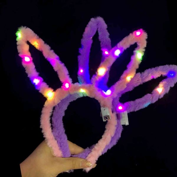 2022 new and children plush rabbit ear hair band colorful lamp headdress 
2022 new and children plush rabbit ear hair band colorful lamp headdress