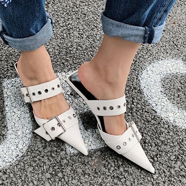 dress shoes brand sharp pointed toe pumps two buckle thin steel heel slipper summer women mule zapatos mujer, Black
dress shoes brand sharp pointed toe pumps two buckle thin steel heel slipper summer women mule zapatos mujer, Black