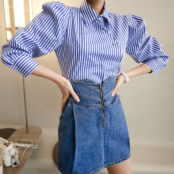 new arrival fashion for women elegant striped shirt and mini denim skirt temperament office lady fresh two piece sets 100p, Black
new arrival fashion for women elegant striped shirt and mini denim skirt temperament office lady fresh two piece sets 100p, Black