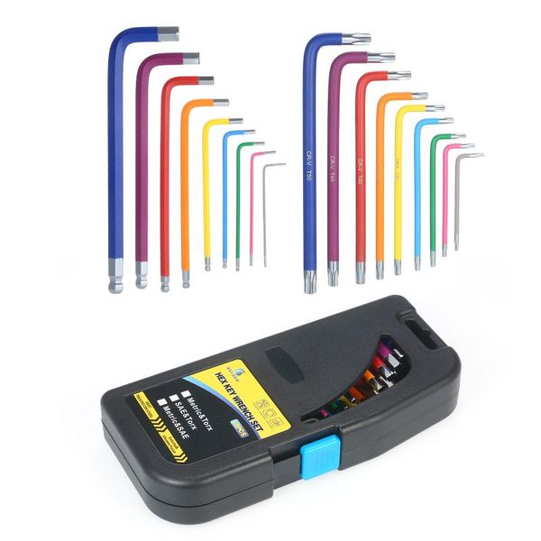professional hand tool sets 18pcs colour screwdriver hexagon wrench l-key set metric star long arm ball end key wear-resisting
professional hand tool sets 18pcs colour screwdriver hexagon wrench l-key set metric star long arm ball end key wear-resisting