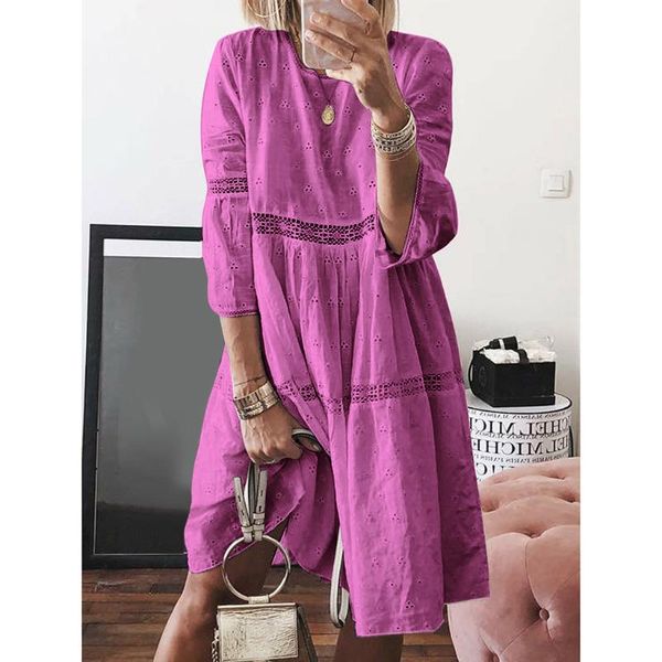 casual dresses women boho solid crew neck hollow out splice 3/4 sleeve mid-long summer beach dress plus size 2021, Black;gray
casual dresses women boho solid crew neck hollow out splice 3/4 sleeve mid-long summer beach dress plus size 2021, Black;gray