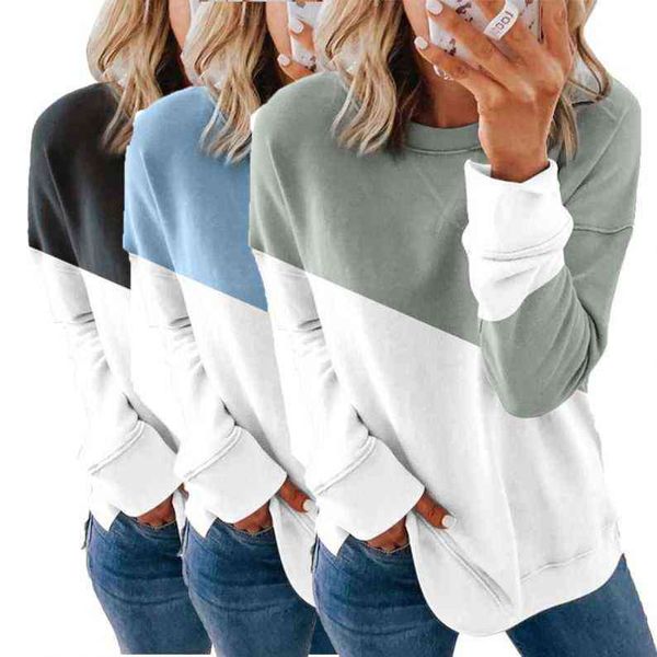 2021 women's crew neck long sleeve color block side split drop shoulder long line sweatshirt y1118, Black
2021 women's crew neck long sleeve color block side split drop shoulder long line sweatshirt y1118, Black