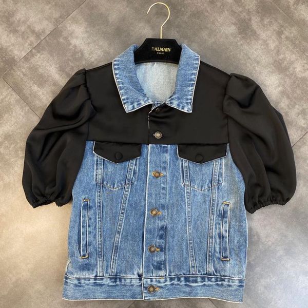 women's jackets fabpop 2021 autumn half puff sleeve turn down collar patchwork denim jacket women fashion design coat gb954, Black;brown
women's jackets fabpop 2021 autumn half puff sleeve turn down collar patchwork denim jacket women fashion design coat gb954, Black;brown