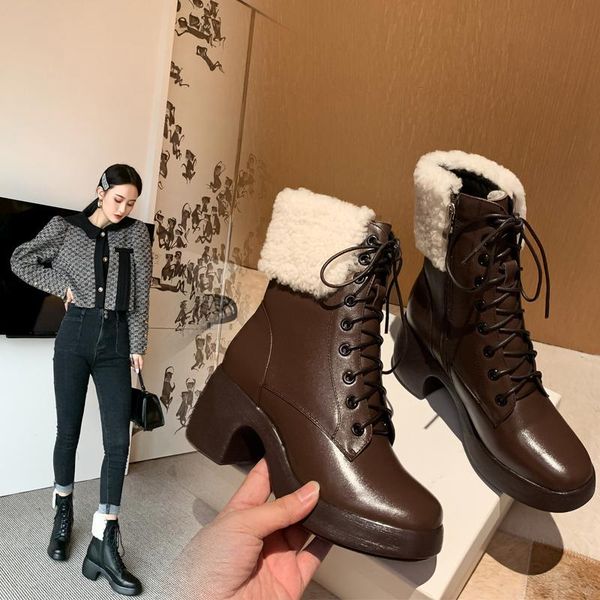 boots russian winter women ankle natural leather cowhide upper + wool lining warm side zipper lamb shoes, Black
boots russian winter women ankle natural leather cowhide upper + wool lining warm side zipper lamb shoes, Black
