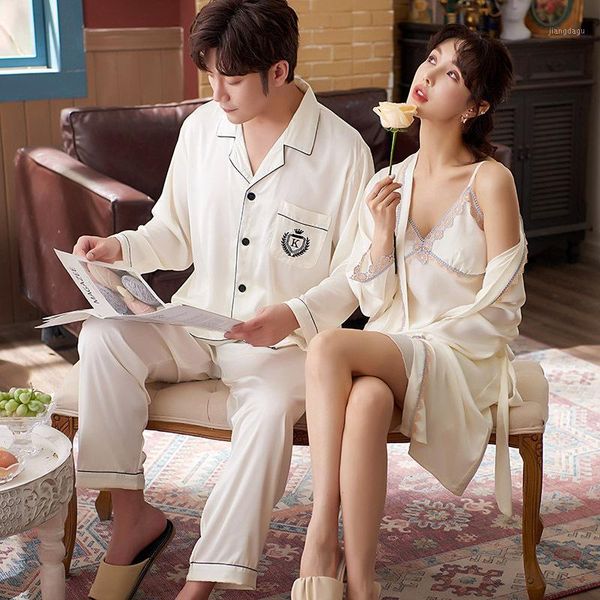summer couple pajamas faux silk men long sleeve pants sleepwear women embroidery lace trim robes sets lovers wedding nightwear men's, Black;brown
summer couple pajamas faux silk men long sleeve pants sleepwear women embroidery lace trim robes sets lovers wedding nightwear men's, Black;brown