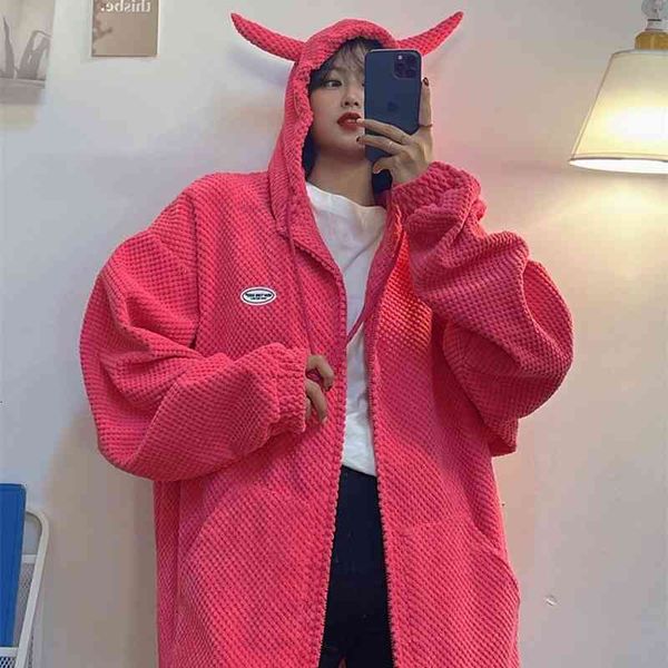 women's jackets casual diversão chifre jaqueta feminina zip up hoodie casacos outono roupas femininas solto cor sólida coreano primaver, Black;brown
women's jackets casual diversão chifre jaqueta feminina zip up hoodie casacos outono roupas femininas solto cor sólida coreano primaver, Black;brown