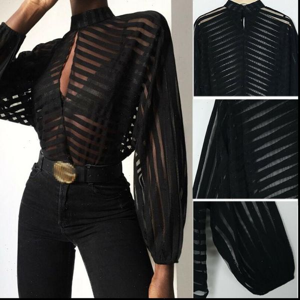 womens clothing 2021 new fashion women mesh sheer see through long sleeve solid blouse black, White 
womens clothing 2021 new fashion women mesh sheer see through long sleeve solid blouse black, White