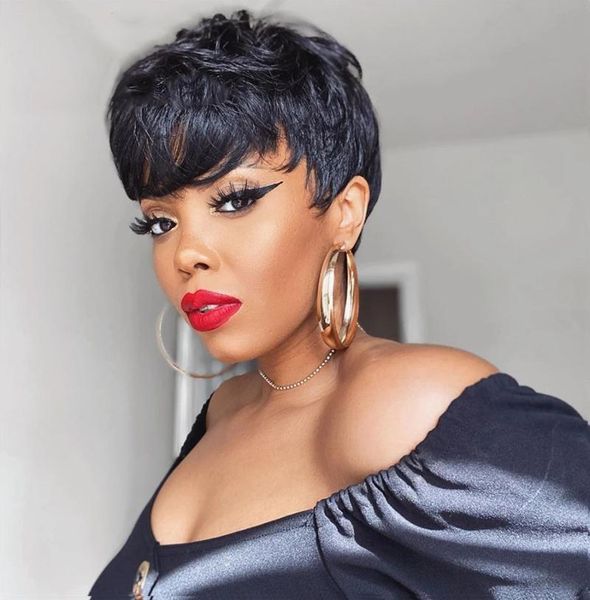 hair bulks short straight with bangs pixie cut human full manchine brazilian for black women
hair bulks short straight with bangs pixie cut human full manchine brazilian for black women