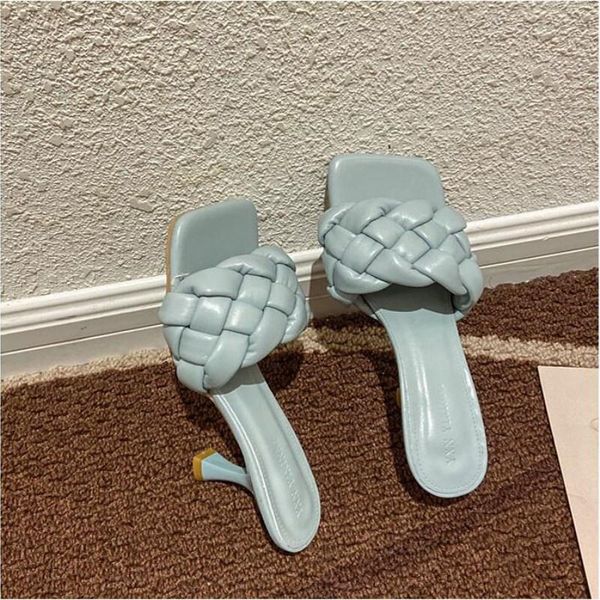 slippers slhjc women braid high stiletto heels open toe leather summer sandals pumps shoes, Black 
slippers slhjc women braid high stiletto heels open toe leather summer sandals pumps shoes, Black