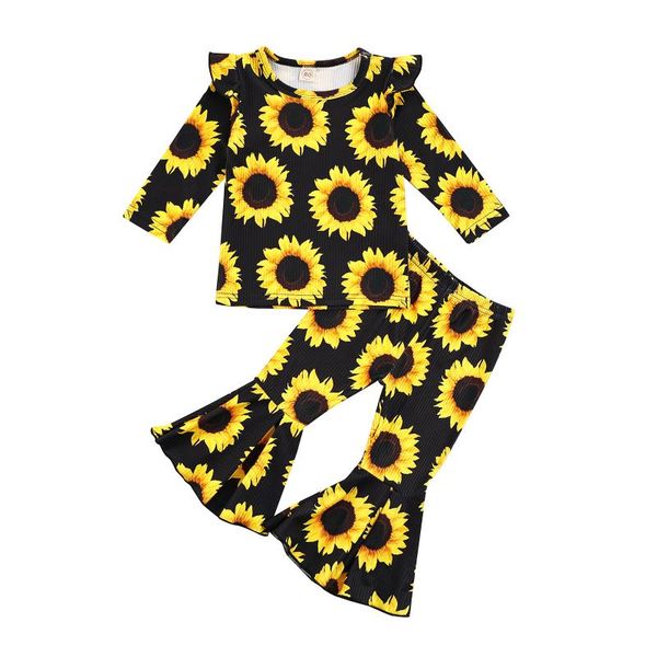 clothing sets 1-4years 2 pcs infant casual outfits, baby girls sunflower print sleeve round neck pullover + flared pants, White
clothing sets 1-4years 2 pcs infant casual outfits, baby girls sunflower print sleeve round neck pullover + flared pants, White