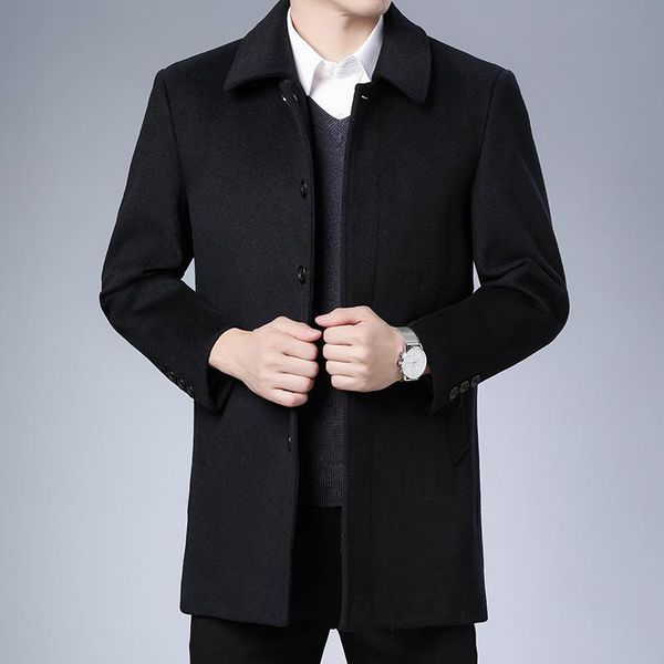 men's wool & blends winter middle aged and old woolen overcoat large medium length fatliquoring coat windbreaker father's wear, Black
men's wool & blends winter middle aged and old woolen overcoat large medium length fatliquoring coat windbreaker father's wear, Black