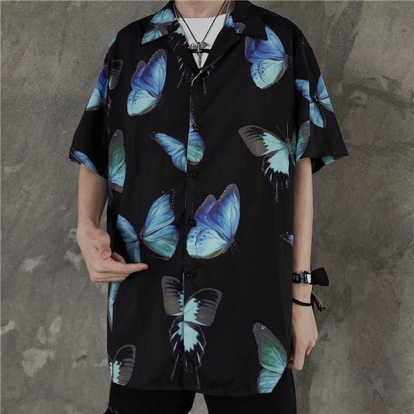 men's casual shirts summer trend dark for men fashion retro high street personality butterfly hip hop harajuku short sleeve shirt, White;black
men's casual shirts summer trend dark for men fashion retro high street personality butterfly hip hop harajuku short sleeve shirt, White;black