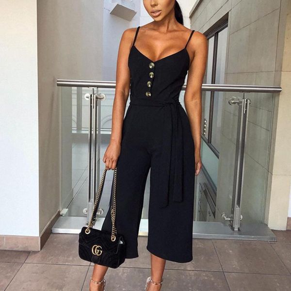 women's jumpsuits & rompers summer office for women buttons bow loose solid lace up spaghetti strap overalls bandage jumpsuit, Black;white
women's jumpsuits & rompers summer office for women buttons bow loose solid lace up spaghetti strap overalls bandage jumpsuit, Black;white
