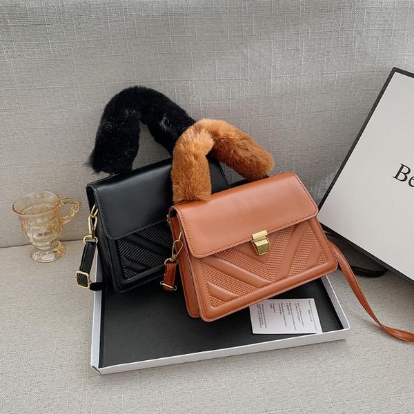 autumn plush handle shoulder messenger bag tote fashion women pu leather solid purse portable travel street embossed handbags 
autumn plush handle shoulder messenger bag tote fashion women pu leather solid purse portable travel street embossed handbags