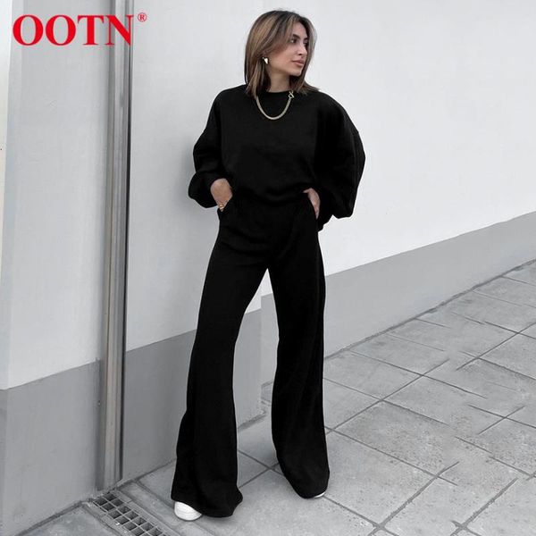women's two piece pants ootn black set women sweatshirt female winter autumn casual 2021 clothing wide trousers knitted suit, White
women's two piece pants ootn black set women sweatshirt female winter autumn casual 2021 clothing wide trousers knitted suit, White