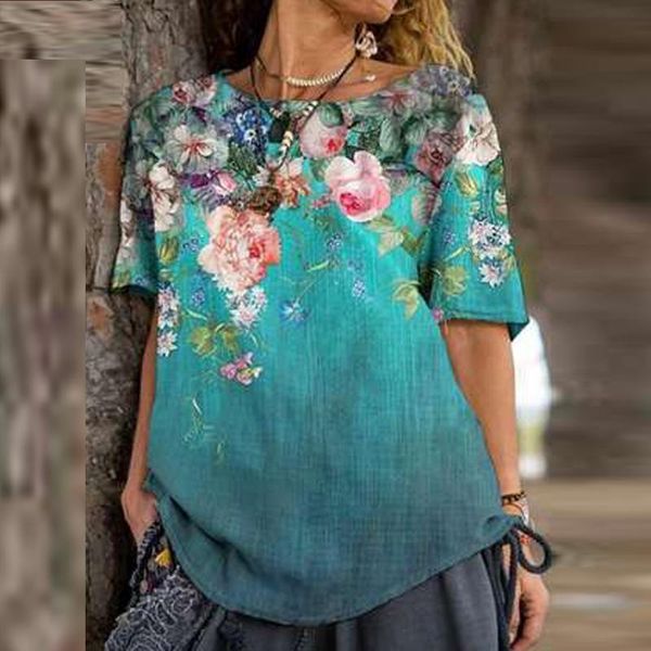 women's blouses & shirts retro abstract flower print blouse women spring o neck irregular pullover summer short sleeve loose streetwea, White
women's blouses & shirts retro abstract flower print blouse women spring o neck irregular pullover summer short sleeve loose streetwea, White