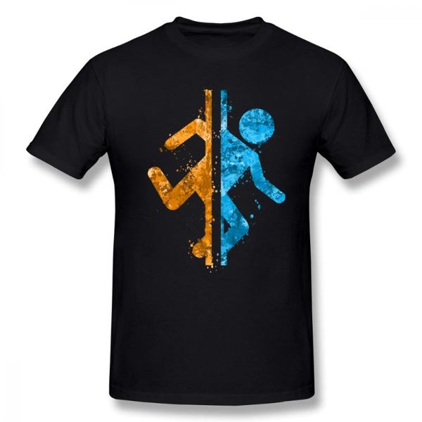 men's t-shirts portal splatter printed casual 2021 t shirt tee mens cute cotton short sleeves, White;black 
men's t-shirts portal splatter printed casual 2021 t shirt tee mens cute cotton short sleeves, White;black