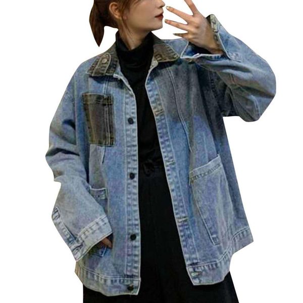 women's jackets harajuku streetwear denim jacket women long sleeve casual patchwork button jean coat pocket ladies causual, Black;brown
women's jackets harajuku streetwear denim jacket women long sleeve casual patchwork button jean coat pocket ladies causual, Black;brown