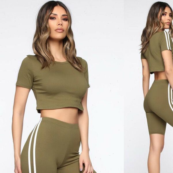 women 2pcs sports suit solid crop shorts beach wear running stripe outfits summer casual workout clothes tracksuit, Gray 
women 2pcs sports suit solid crop shorts beach wear running stripe outfits summer casual workout clothes tracksuit, Gray