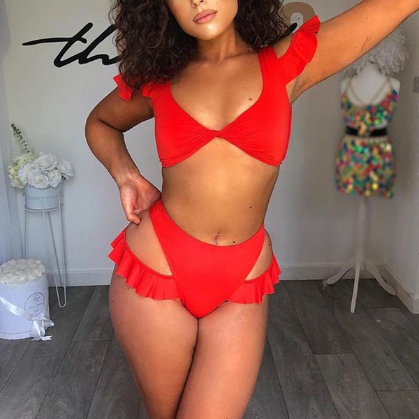 40#women swimwear hollow ruffles bikinis two-piece swimsuit bikini swimming beachwear solid high waist summer tankini, White;black
40#women swimwear hollow ruffles bikinis two-piece swimsuit bikini swimming beachwear solid high waist summer tankini, White;black