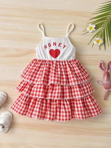 toddler girls gingham & letter graphic layered hem cami dress she, Red;yellow
toddler girls gingham & letter graphic layered hem cami dress she, Red;yellow