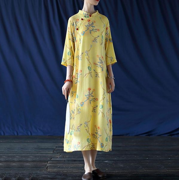 casual dresses original improved diagonal collar cheongsam cotton and linen printing stand vintage dress 2021, Black;gray
casual dresses original improved diagonal collar cheongsam cotton and linen printing stand vintage dress 2021, Black;gray