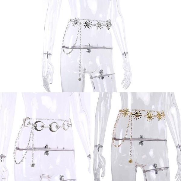 belts sun moon design metal waist chain pendant belly belt body chains jewelry accessories for women girls decors, Black;brown 
belts sun moon design metal waist chain pendant belly belt body chains jewelry accessories for women girls decors, Black;brown