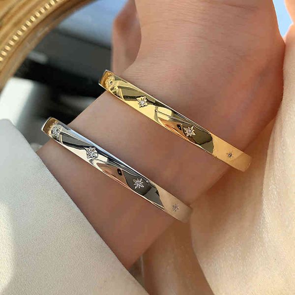925 sterling silver star bracelet &bangle for women wedding party jewelry pulseras mujer sl156, Golden;silver