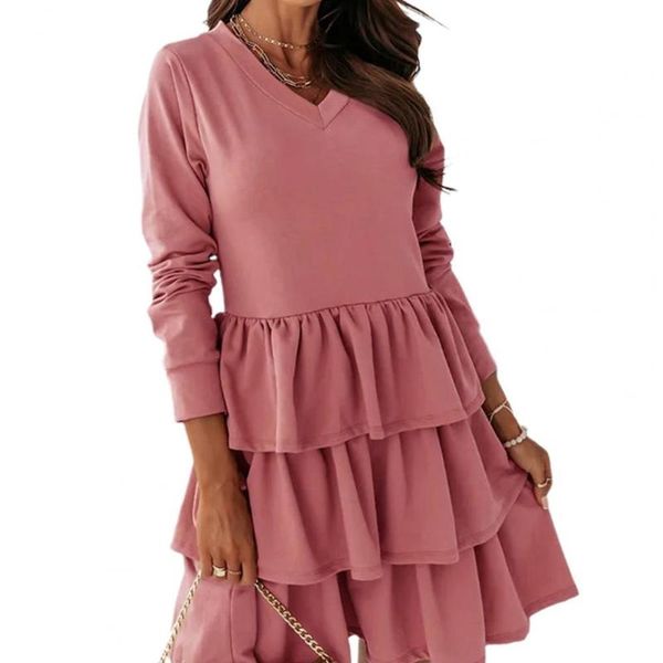 casual dresses 2021 solid color simple fashion v neck mini dress women long sleeve ruffle hem tunic cake streetwear, Black;gray
casual dresses 2021 solid color simple fashion v neck mini dress women long sleeve ruffle hem tunic cake streetwear, Black;gray