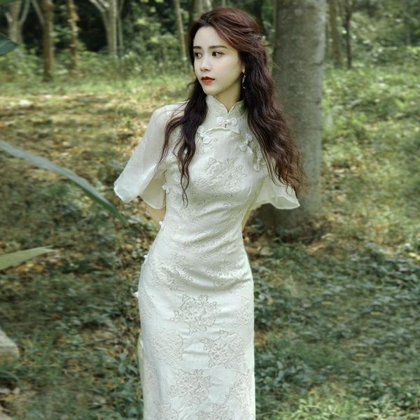 ethnic clothing lotus leaf sleeve vintage cheongsam improved dress long daily chinese style girl young elegant retro asian clothes, Red
ethnic clothing lotus leaf sleeve vintage cheongsam improved dress long daily chinese style girl young elegant retro asian clothes, Red