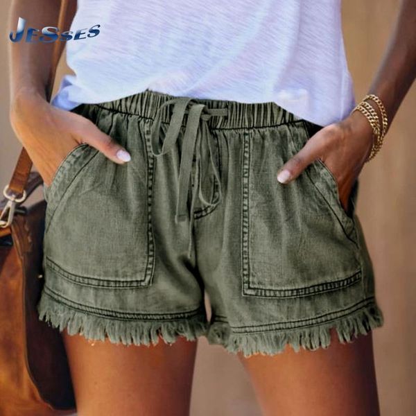 women's shorts elastic waist casual high thin lace-up large size loose and pocket denim short 2021, White;black
women's shorts elastic waist casual high thin lace-up large size loose and pocket denim short 2021, White;black