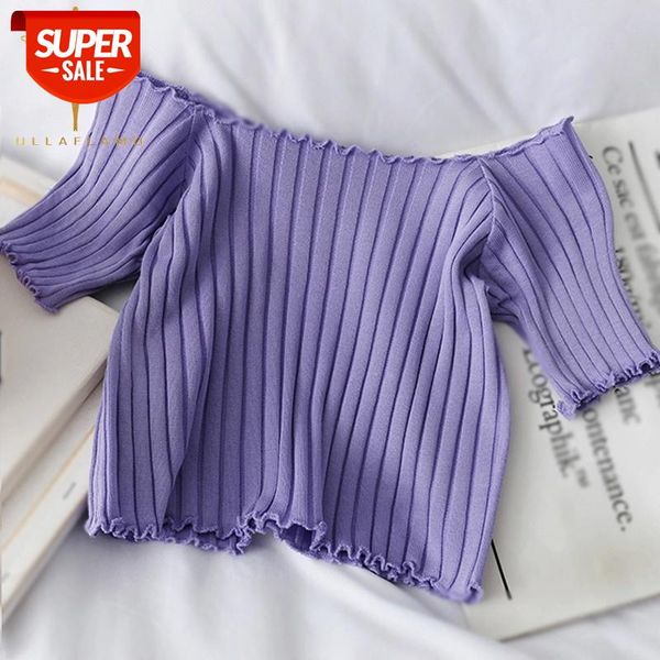 off shoulder t shirt women knitting crop fashion short sleeve skinny cotton tshirt korean clothing summer women tshirt #at3m, White 
off shoulder t shirt women knitting crop fashion short sleeve skinny cotton tshirt korean clothing summer women tshirt #at3m, White