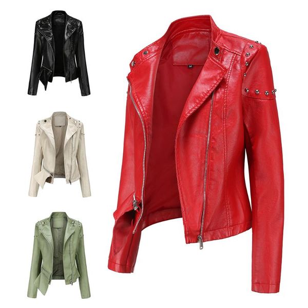 women's leather & faux spring rivets fashion biker pu jackets stand collar solid slim autumn short coat irregular hem motorcycle black
women's leather & faux spring rivets fashion biker pu jackets stand collar solid slim autumn short coat irregular hem motorcycle black