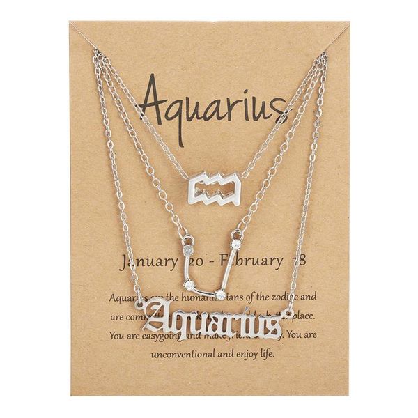 chains 3 pcs twelve constellations gold necklaces for women friendship paper card clavicle jewelry gift, Silver
chains 3 pcs twelve constellations gold necklaces for women friendship paper card clavicle jewelry gift, Silver