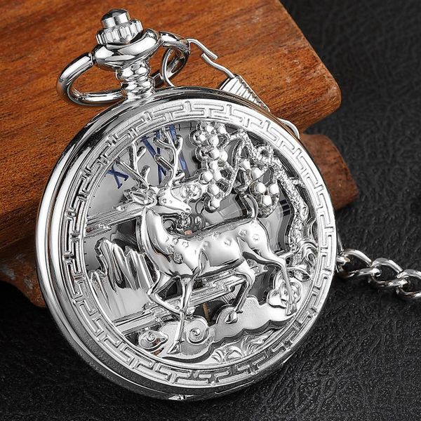pocket watches luxury silver hollow deer pattern mechanical watch vintage steampunk fob clock male necklace chain women men gifts, Slivery;golden
pocket watches luxury silver hollow deer pattern mechanical watch vintage steampunk fob clock male necklace chain women men gifts, Slivery;golden
