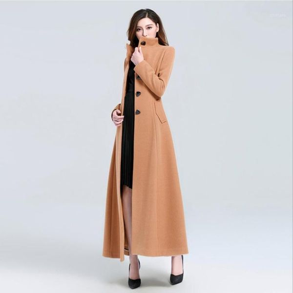 women's wool & blends winter double breasted over the knee woolen coat female stand collar thick was thin long cashmere warm coats f256, Black
women's wool & blends winter double breasted over the knee woolen coat female stand collar thick was thin long cashmere warm coats f256, Black