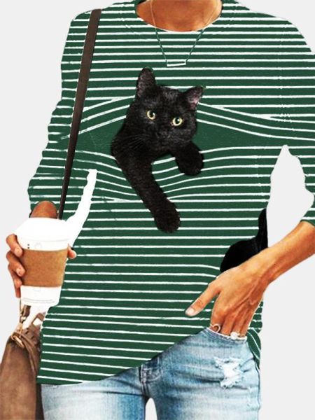 factory4l7yprint summer cat t247 fashion casual long - sleeve t-shirt 03, Black;brown
factory4l7yprint summer cat t247 fashion casual long - sleeve t-shirt 03, Black;brown
