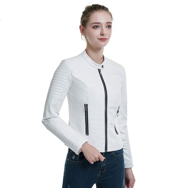 2021 new women autumn white zipper faux leather jacket motorcycle o-neck pu streetwear coat female fashion black slim swaz
2021 new women autumn white zipper faux leather jacket motorcycle o-neck pu streetwear coat female fashion black slim swaz