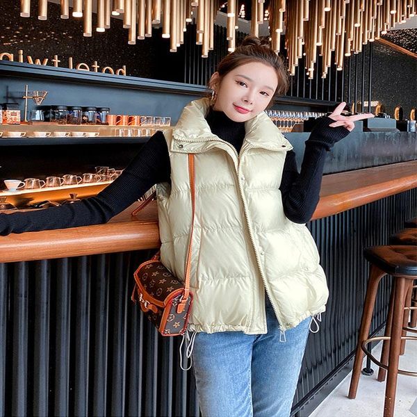 women's vests 2021 autumn winter women cotton vest short coat casual windproof stand collar loose warm outwear glossy ladies padded jac, Black;white
women's vests 2021 autumn winter women cotton vest short coat casual windproof stand collar loose warm outwear glossy ladies padded jac, Black;white