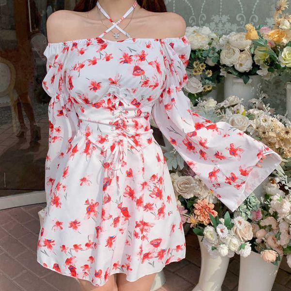 fashion women halter flower print chiffon dress summer long sleeve high waist casual beach party with girdle 210526, Black;gray
fashion women halter flower print chiffon dress summer long sleeve high waist casual beach party with girdle 210526, Black;gray