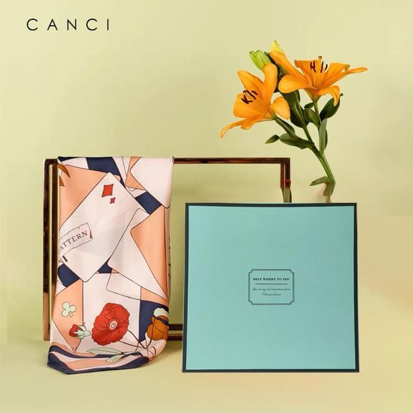 scarves canci 2021 100% pure silk scarf women neck hair tie foulard bandana square small headband print poncho pashmina, Blue;gray 
scarves canci 2021 100% pure silk scarf women neck hair tie foulard bandana square small headband print poncho pashmina, Blue;gray