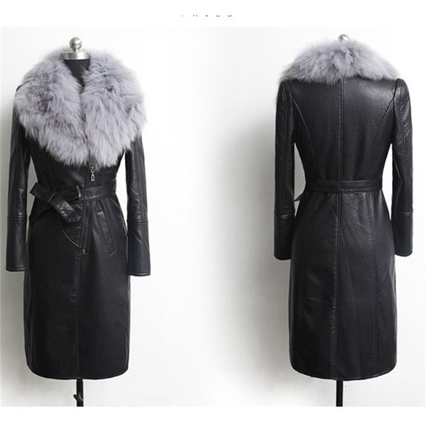 2021 new long coat faux leather winter jacket women real fox fur collar thicken parka pp322 eng0, Black
2021 new long coat faux leather winter jacket women real fox fur collar thicken parka pp322 eng0, Black