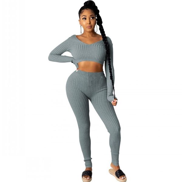 new winter solid fashion with stretchable ribs two female ensemble v neck harvesting and thin matching pants wg2k, Gray
new winter solid fashion with stretchable ribs two female ensemble v neck harvesting and thin matching pants wg2k, Gray