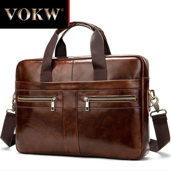 briefcases bag men's genuine leather briefcase male man lapnatural for men messenger bags 2021